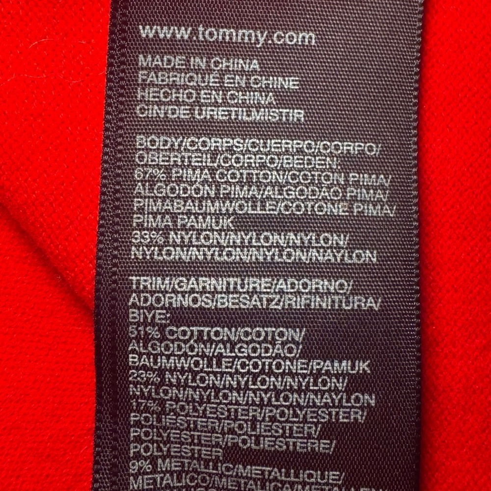 Tommy Hilfiger Red V-Neck Sweater with Gold Metallic Trim – Size XL - Picture 7 of 7